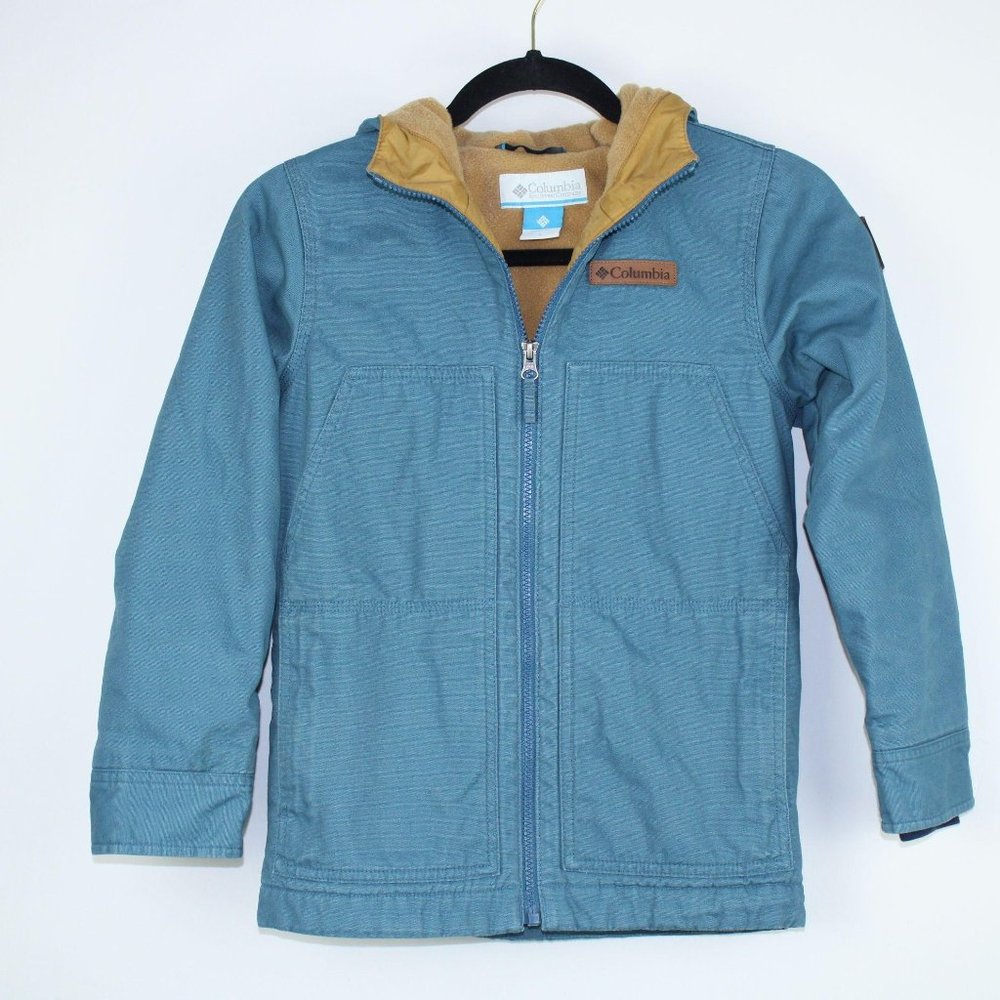Columbia Kids' Blue Hooded Jacket with Tan Lining